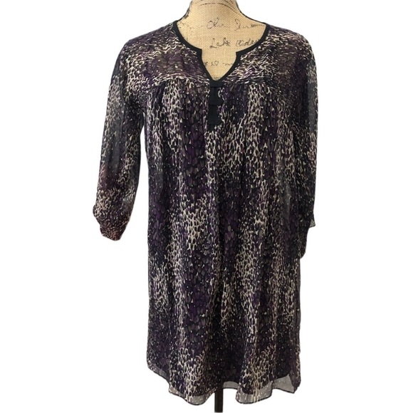NANETTE Lapore 100% Silk Purple Splash Tunic Sustainable Size 2 - Picture 2 of 8